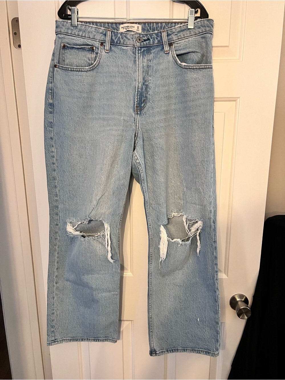 Abercrombie & Fitch Light Blue High-Rise Distressed Jeans